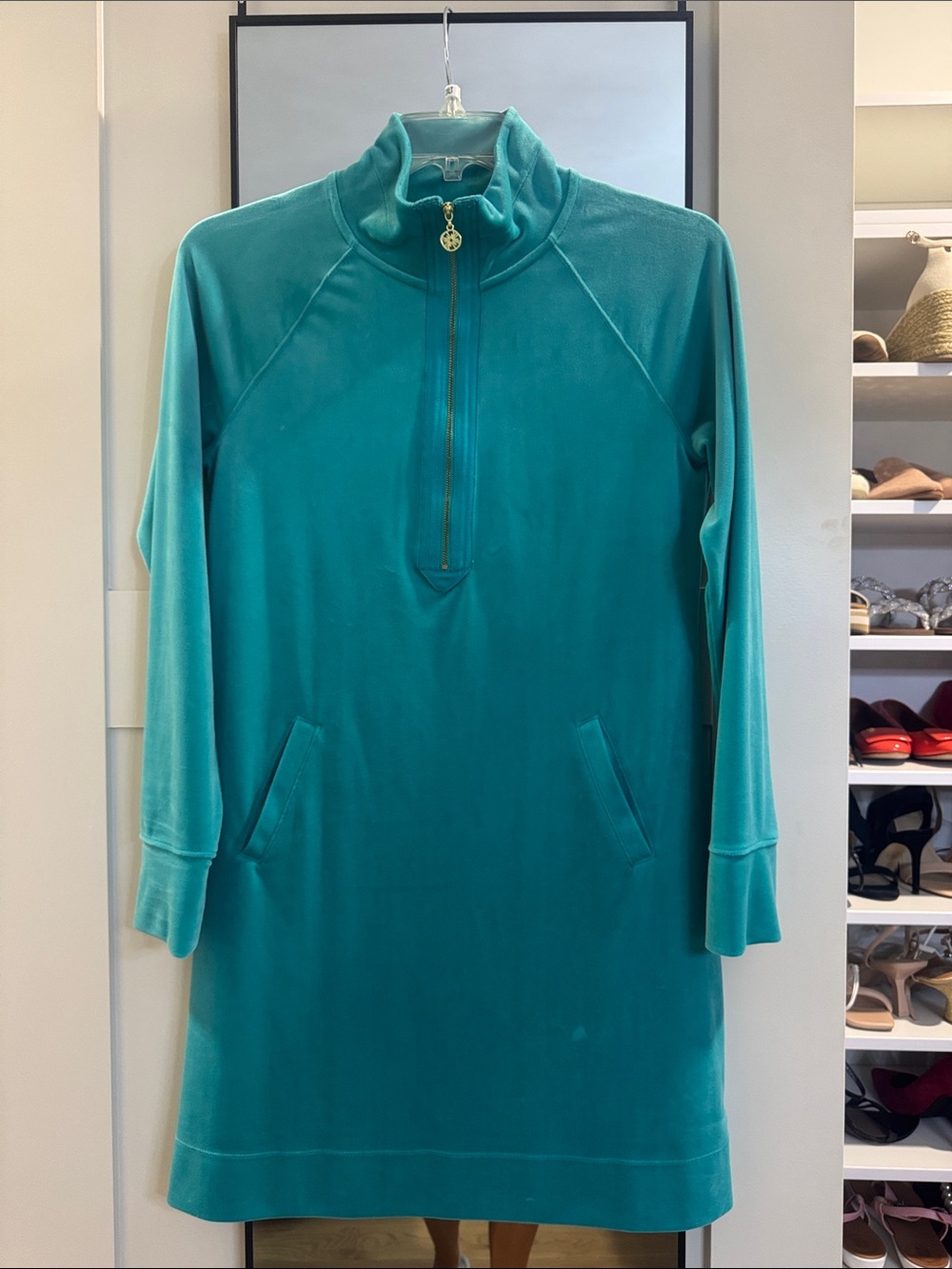 Lilly Pulitzer Teal Velvet Mini Dress